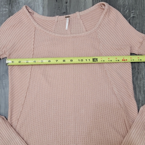 Free People Faded Rose Pink Drippy High Low Tunic Thermal Knit Top - Picture 7 of 12